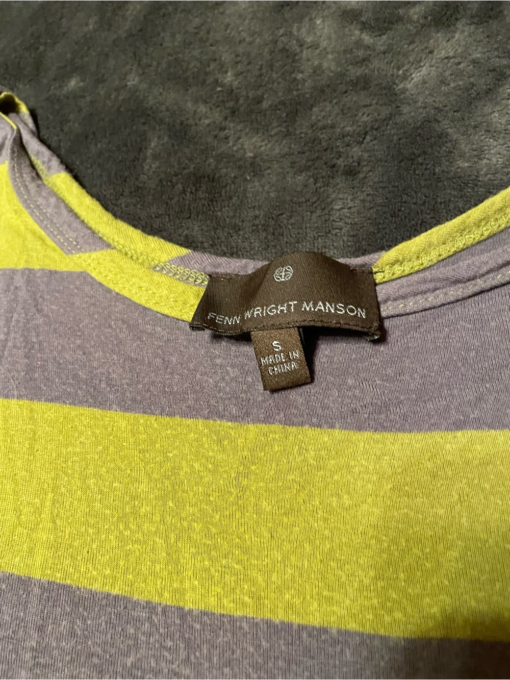 Fenn Wright Manson Lime and Gray Striped Short Sleeve Tee